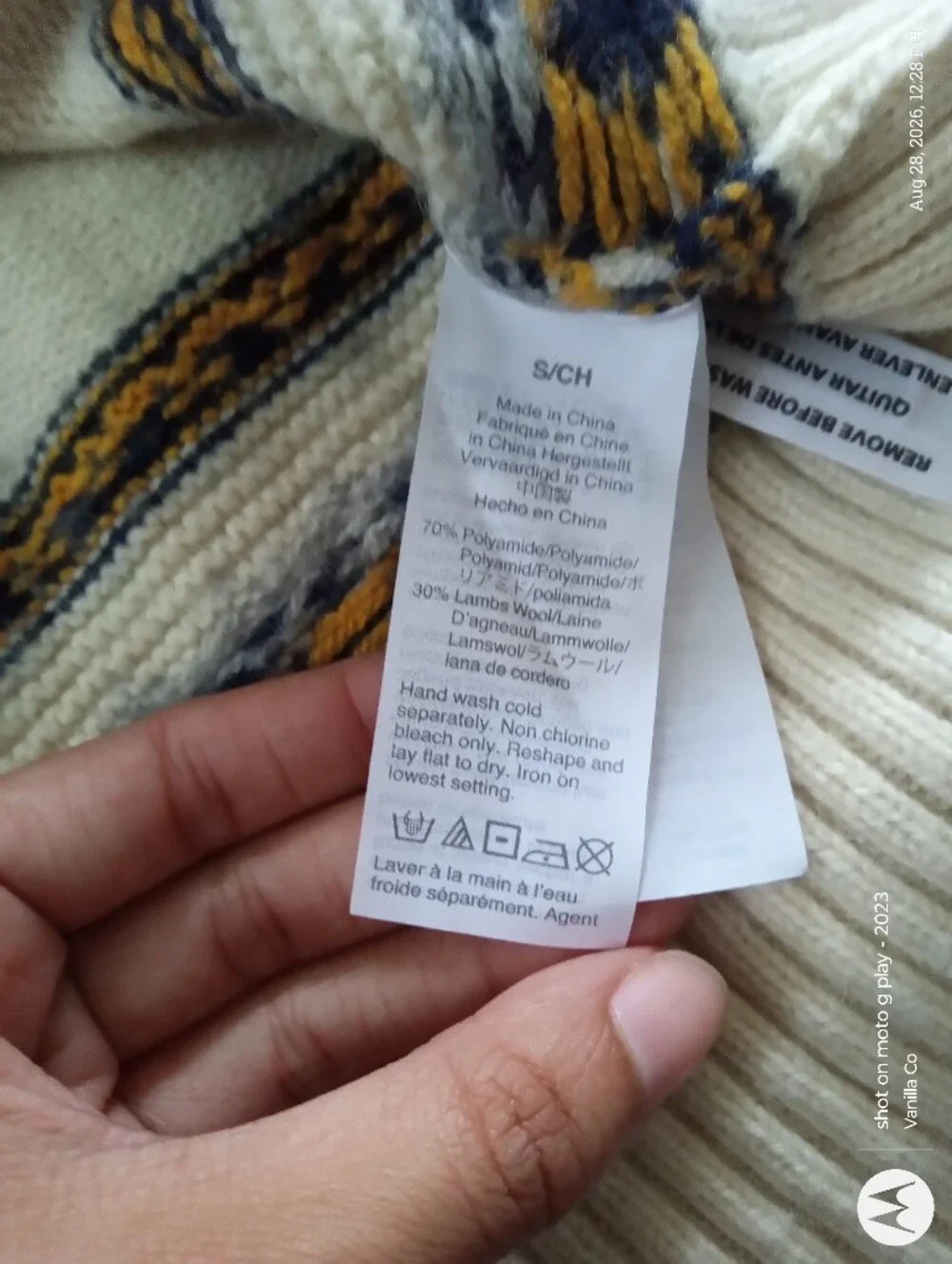J.Crew Fair Isle Mockneck Pullover Sweater Lambs wool-Blend Cream Small
